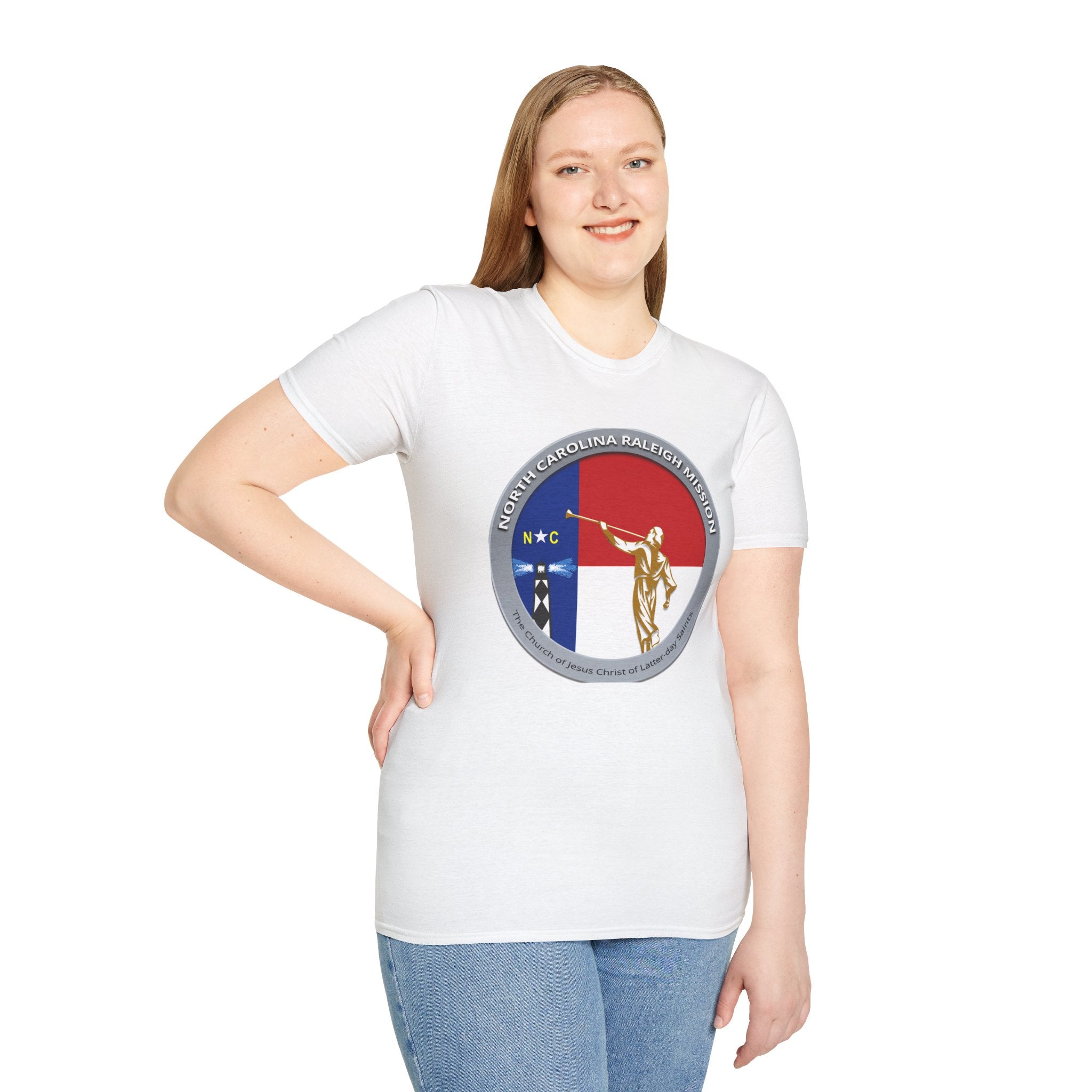 North Carolina Raleigh Mission T‑Shirt — State Flag & Statue Design