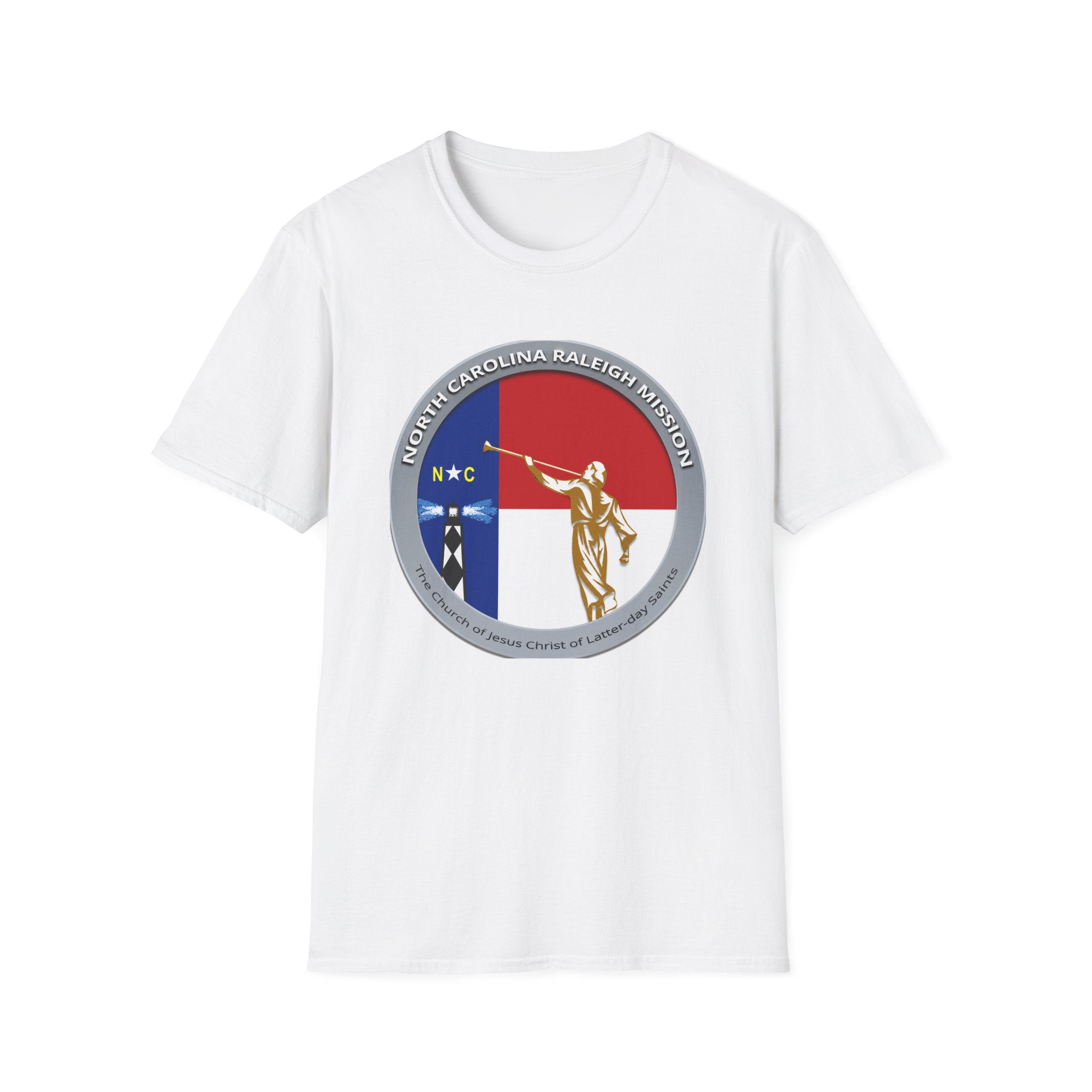North Carolina Raleigh Mission T‑Shirt — State Flag & Statue Design