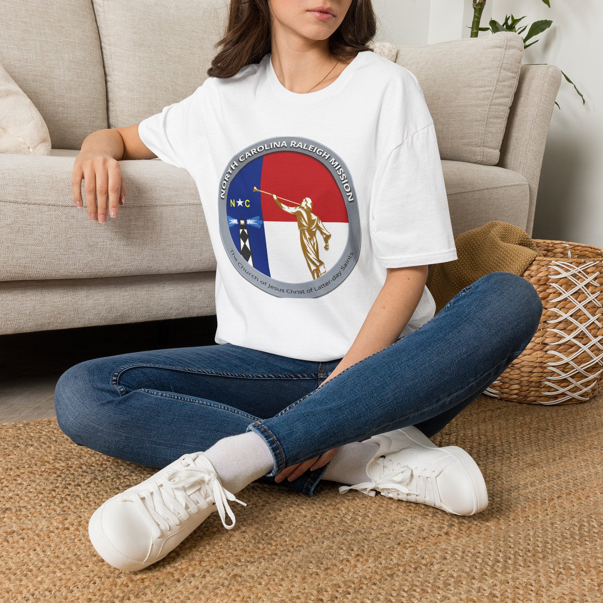 North Carolina Raleigh Mission T‑Shirt — State Flag & Statue Design
