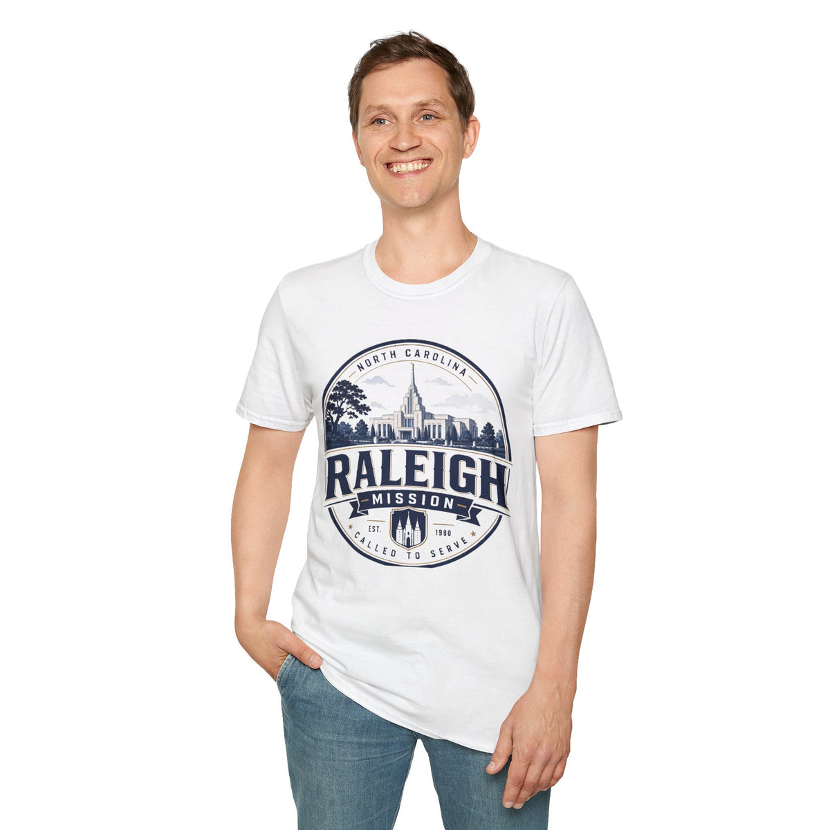 North Carolina Raleigh Mission Temple Unisex Softstyle T-Shirt